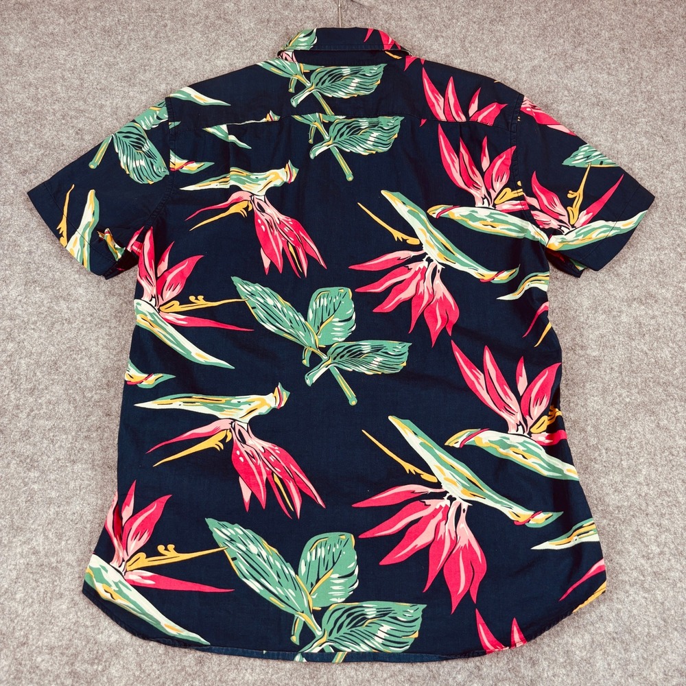 Bonobos Floral Button Down Shirt Mens Medium Navy Blue Slim Fit Short Sleeve - Picture 4 of 9